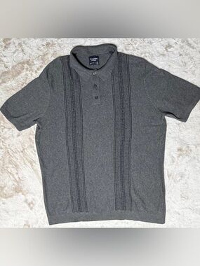 Abercrombie & Fitch Men’s Front Blocked Stripe Knit Polo XXL Tall Gray